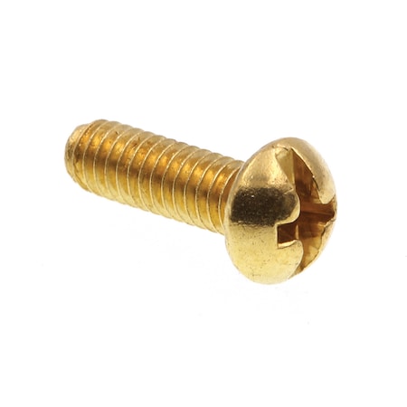 Prime-Line Machine Screw, Round Head, Phil/Sltd Comb Drive No. 8-32 X 1/2in Solid Brass 100PK 9003476